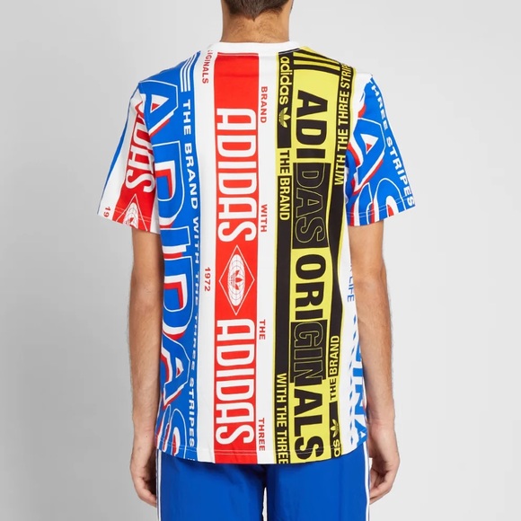 ADIDAS Multi-Scarf Mens T-Shirt Colorblock Logo Size S - Picture 4 of 5